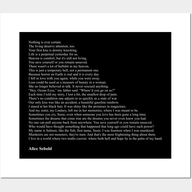 Alice Sebold Quotes Wall Art by qqqueiru